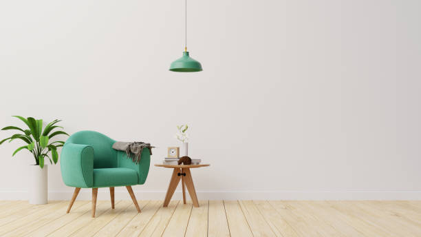 istock Interior poster mock up living room with colorful white sofa . 3D rendering. 1245816802