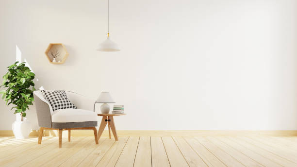 istock Interior poster mock up living room with colorful white sofa . 3D rendering. 1245816815