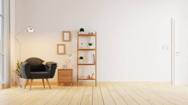 istock Interior poster mock up living room with colorful white sofa . 3D rendering. 1245816822
