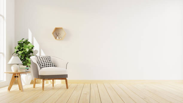 istock Interior poster mock up living room with colorful white sofa . 3D rendering. 1245816832