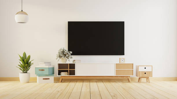 istock Interior poster mock up living room with colorful white sofa . 3D rendering. 1245817368