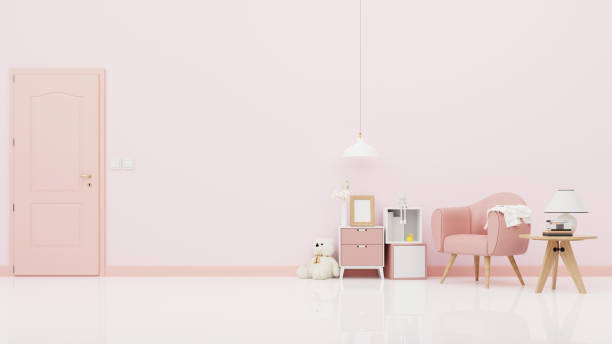 istock Interior poster mock up living room with colorful white sofa . 3D rendering. 1245817372