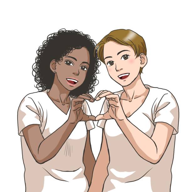 Ilustración de Una Pareja Lesbiana Haciendo Un Signo De Corazón y más  Vectores Libres de Derechos de Amor - Amor, Dos personas, Estilo manga -  iStock