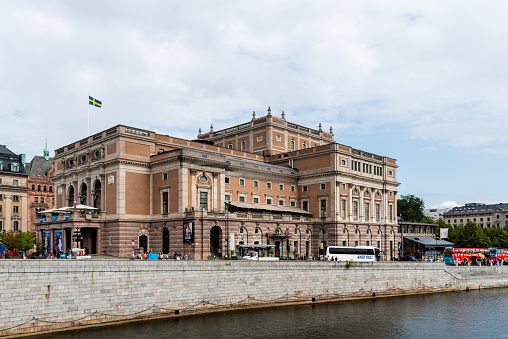 Stockholm, Sweden - August 8, 2019: Cityscape with the Royal Swedish Opera