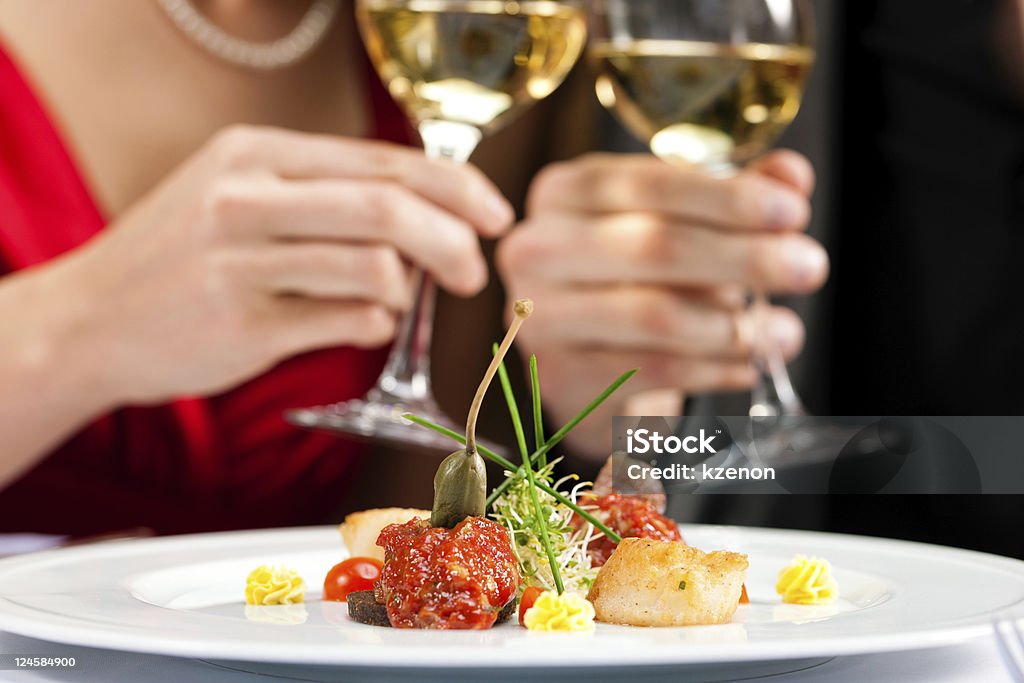 Jantar ou almoço no restaurante - Royalty-free Gastrónomo Foto de stock