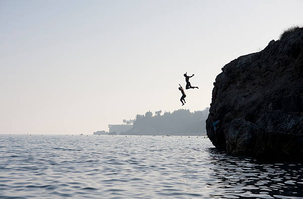 jumping to the water from cliff