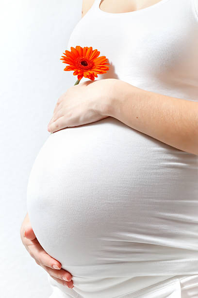 istock Pregnant woman touching her belly 124588184