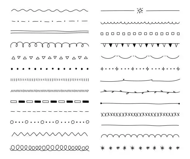 Vector illustration of Collection of hand drawn borders and dividers