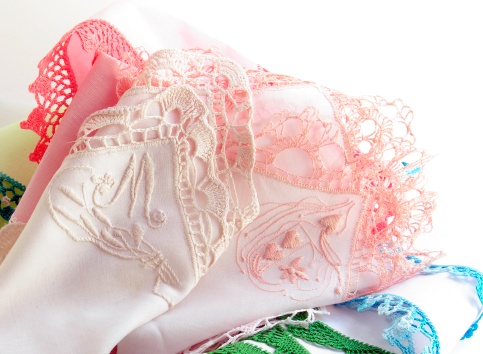 handmade retro handkerchiefs with lace and embroidery