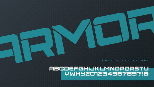 Vector sans serif urban rounded stencil letter set, cropped alphabet Vector sans serif urban rounded stencil letter set, cropped alphabet. armed forces logo stock illustrations