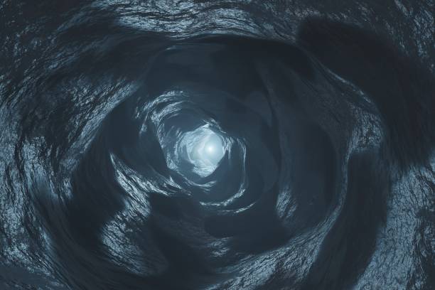 istock Sci-fi Dark Caves Underground tunnel atmosphere and dust Scary animation 3d rendering 1245908767