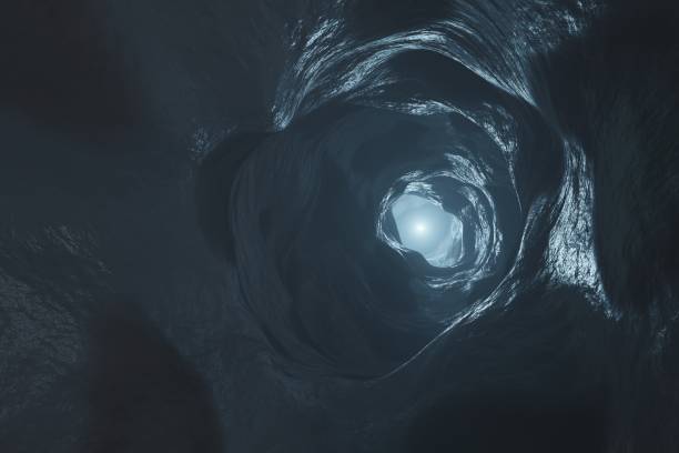 istock Sci-fi Dark Caves Underground tunnel atmosphere and dust Scary animation 3d rendering 1245908783