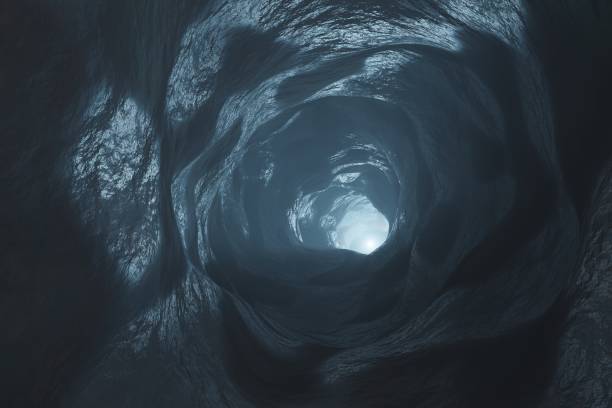 istock Sci-fi Dark Caves Underground tunnel atmosphere and dust Scary animation 3d rendering 1245908800
