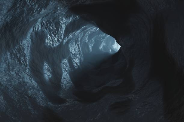 istock Sci-fi Dark Caves Underground tunnel atmosphere and dust Scary animation 3d rendering 1245908815