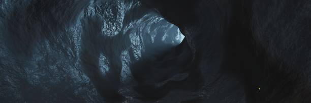 istock Sci-fi Dark Caves Underground tunnel atmosphere and dust Scary panorama animation 3d rendering