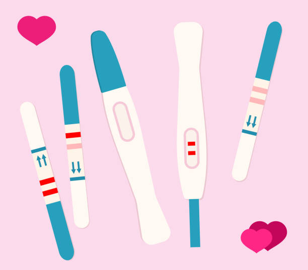 legen sie schwangerschaftstestsymbole fest. ergebnisse der ovulation medizinischer tests. - ovulation stock-grafiken, -clipart, -cartoons und -symbole