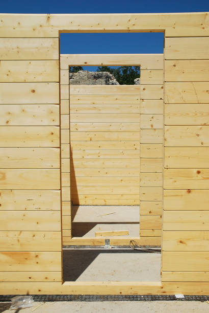 istock Doorways in Partially Constructed Wood House 1245927213