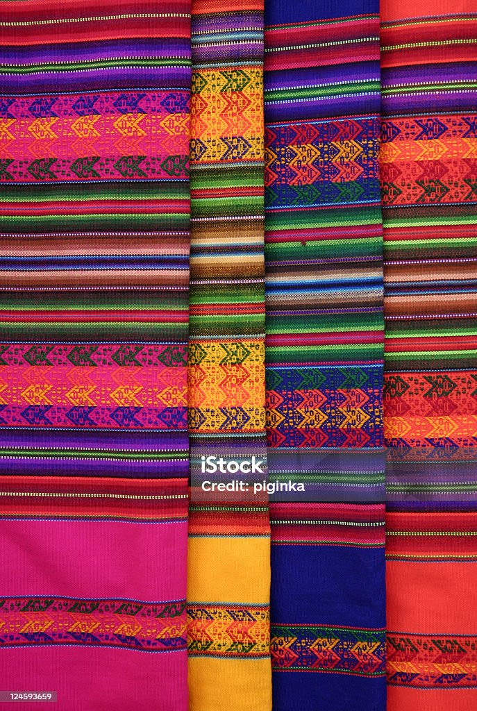 Colors of Bolivia Colorful textile on Bolivian market in La Paz. Bolivia Stock Photo