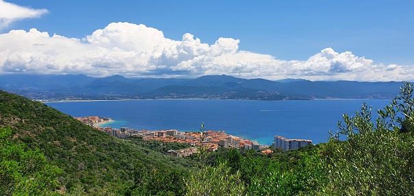 Panorama of the city of Ajaccio from the Ridge Trail in Ajaccio