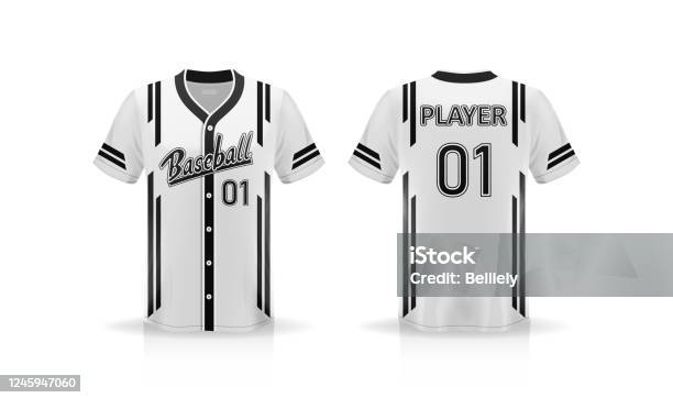 Specification Baseball Jersey T Shirt Mockup Isolated On White Background  Blank Space On The Shirt For