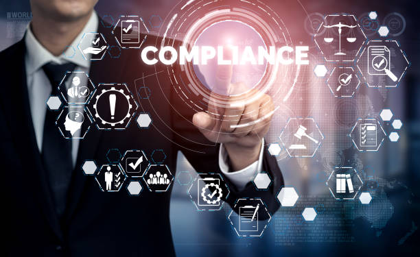 istock Compliance rule law and regulation graphic interface for business quality policy 1245951594