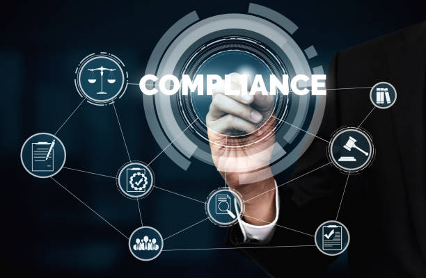 istock Compliance rule law and regulation graphic interface for business quality policy 1245954472