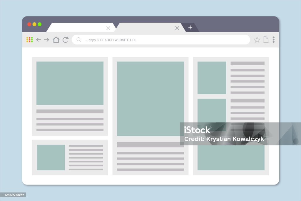 Web Pages Layout Internet Browser Windows With Website Elements ...