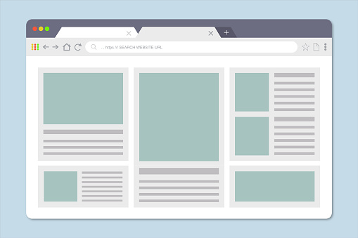 Browser Rendering Web Layout Web Pages Layout Internet Browser Windows With Website Elements ...