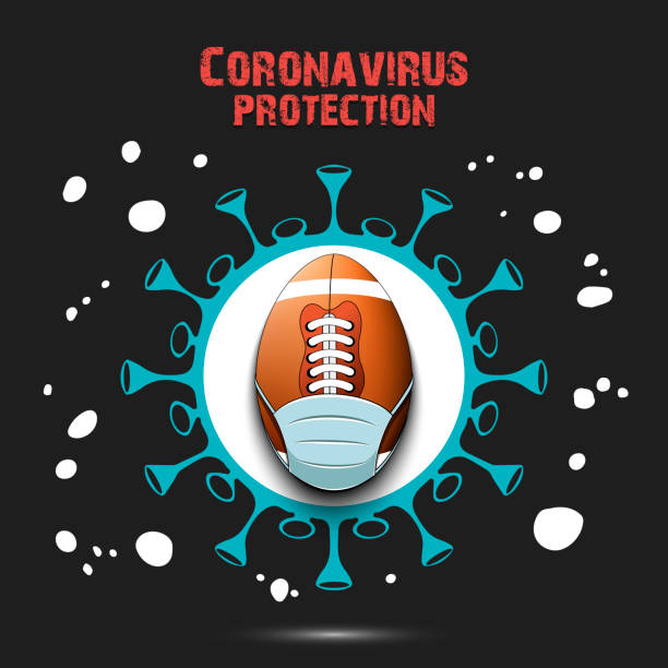 istock Coronavirus sign and football ball with protection mask 1245979400