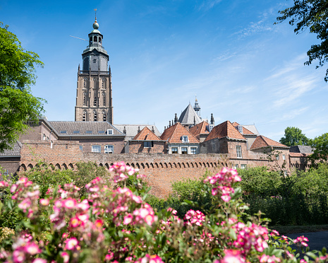 medeival skyline of old city zutphen in dutch province of gelderland
