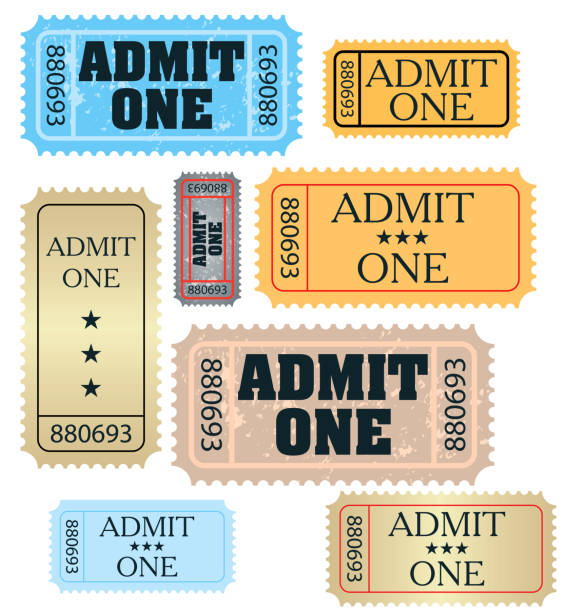 ilustrações de stock, clip art, desenhos animados e ícones de set of ticket admit one vector - ticket ticket stub park fun