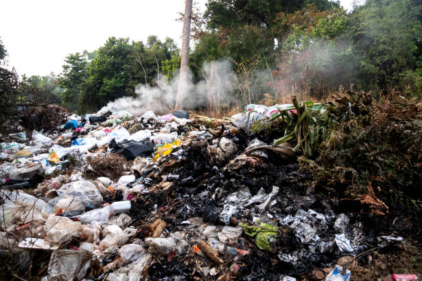 istock Garbage pollution from small towns  Incinerated and disposed of incorrectly A source of pollution And spread the disease.Smoke of burning garbage into the air- pollution from waste garbage . 1245987030