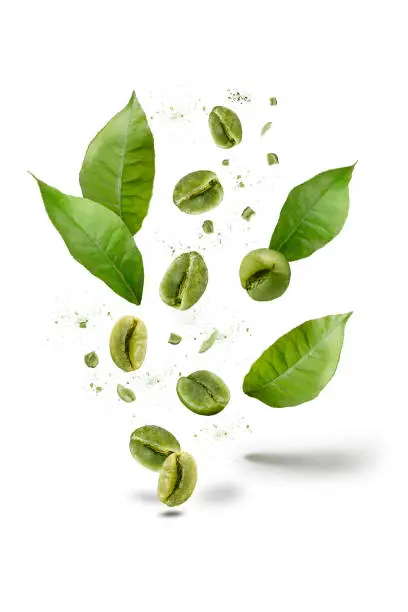 Photo of Green coffe beans explosion