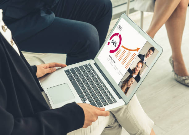istock Video call group business people meeting on virtual workplace or remote office 1246028927