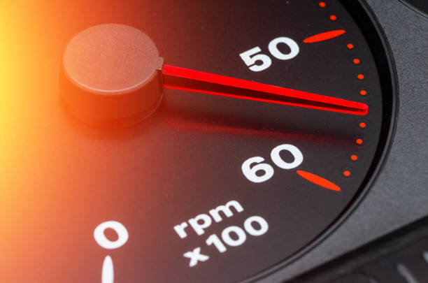 istock Car tachometer close up; 55 1246051011