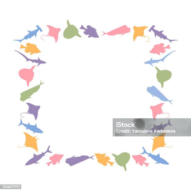 Fish Square Border Frame Fish Square Frame Vector Colourful Image Background Stock Illustration ...