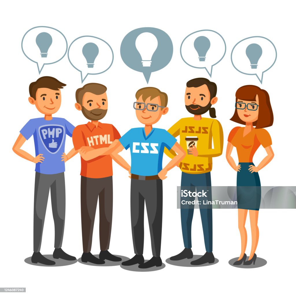 free vector | development teamwork concept developers... Programmers Developers Process Coding Teamwork Communication Concept ...