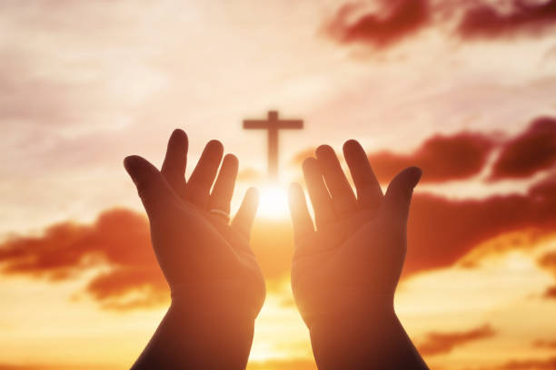 istock Human hands open palm up worship. Eucharist Therapy Bless God Helping Repent Catholic Easter Lent Mind Pray. Christian Religion concept background. fighting and victory for god 1246095805
