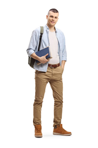 istock Male student with backpack and books 1246103904