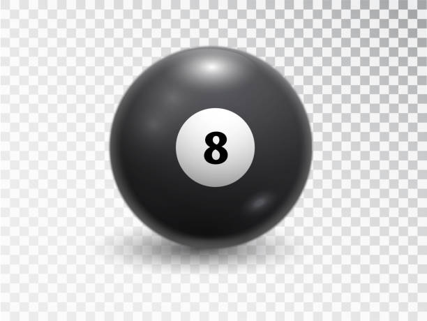 istock Magic ball of predictions for decision-making. Eight Billiard balls isolated on transparent background. Glossy shiny ball with number 8. Realistic black sphere 1246111001