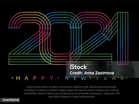 istock 2021 Happy new year. Numbers minimalist style. Vector linear numbers. Design of greeting card. Vector illustration. 1246115548