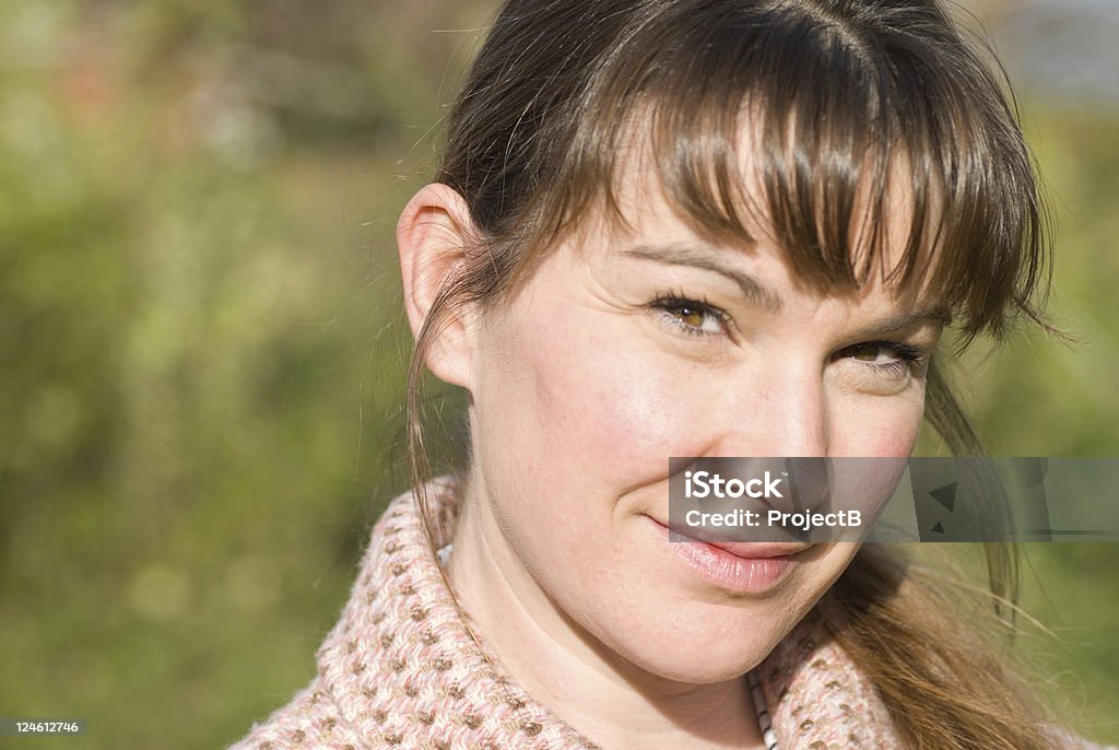 Pretty women close up of a 30 something lady with copyspace. 30-34 Years Stock Photo