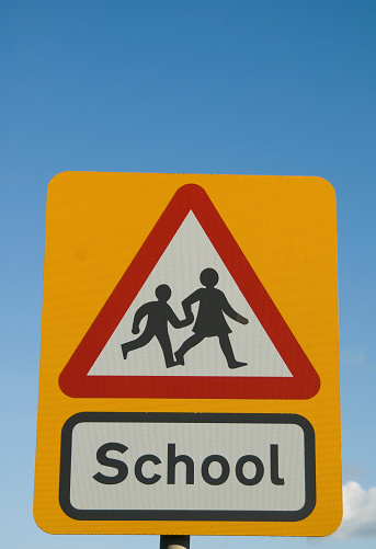 Warning signs, children going to school traffic sign