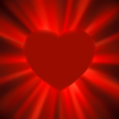 Valentine gloss heart with shiny glowing rays background. EPS 8 vector file included