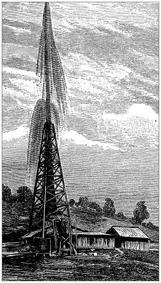 Antique illustration: Oil pump well