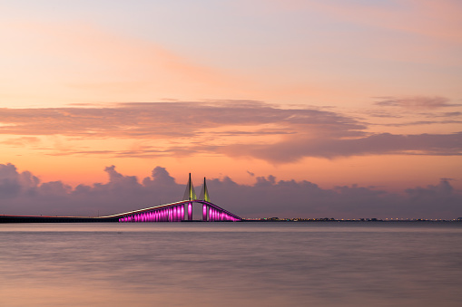 Sunshine Skyway Bridge spanning the Lower Tampa Bay and connecting Terra Ceia to St. Petersburg, Florida, USA.
