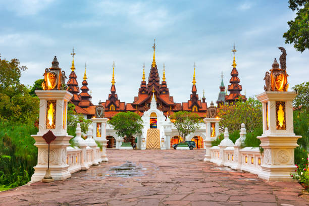 Chiang Mai, Thailand Temples Chiang Mai, Thailand traditional architecture at dusk. chiang mai city stock pictures, royalty-free photos & images