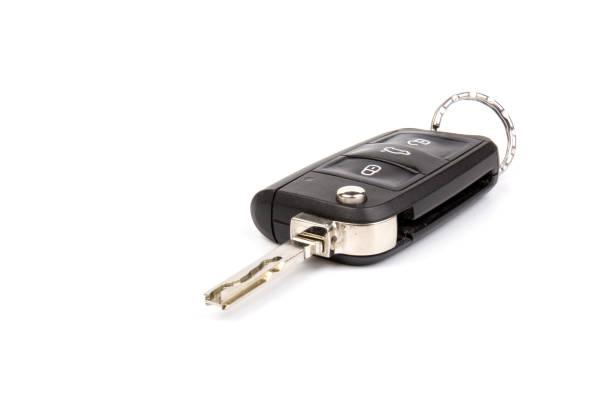 istock Modern folding car key isolated on white background 1246168060