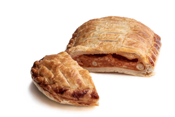 istock Puff pastry cheese and baked bean pie on isolated on white 1246173741