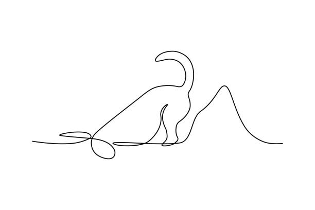 Dog digging Dog digging in continuous line art drawing style. Funny dog digging deep hole in the ground. Minimalist black linear sketch isolated on white background. Vector illustration mole animal stock illustrations